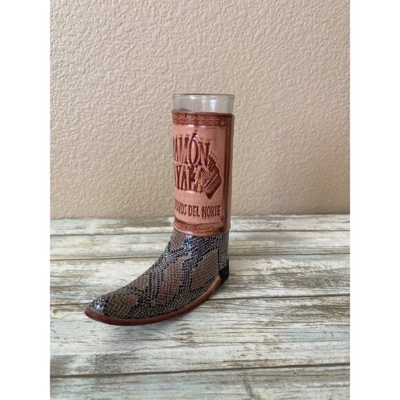 Ramón Ayala Y Los Bravos Del Norte Faux Snakeskin Boot Style Shot Glass - Picture 1 of 11